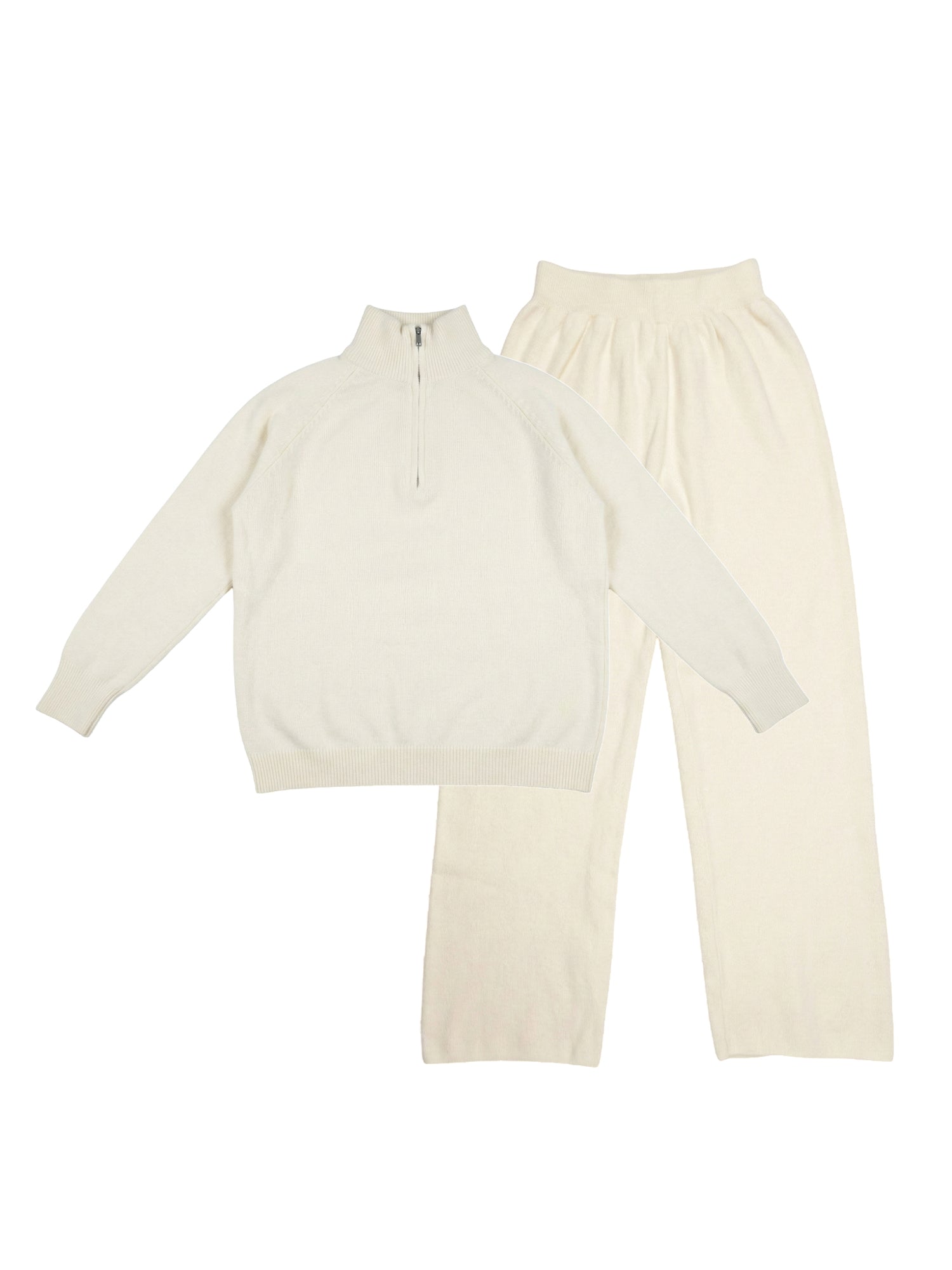 Women’s Knit Two-Piece Set – Half-Zip Sweater & Relaxed Pants