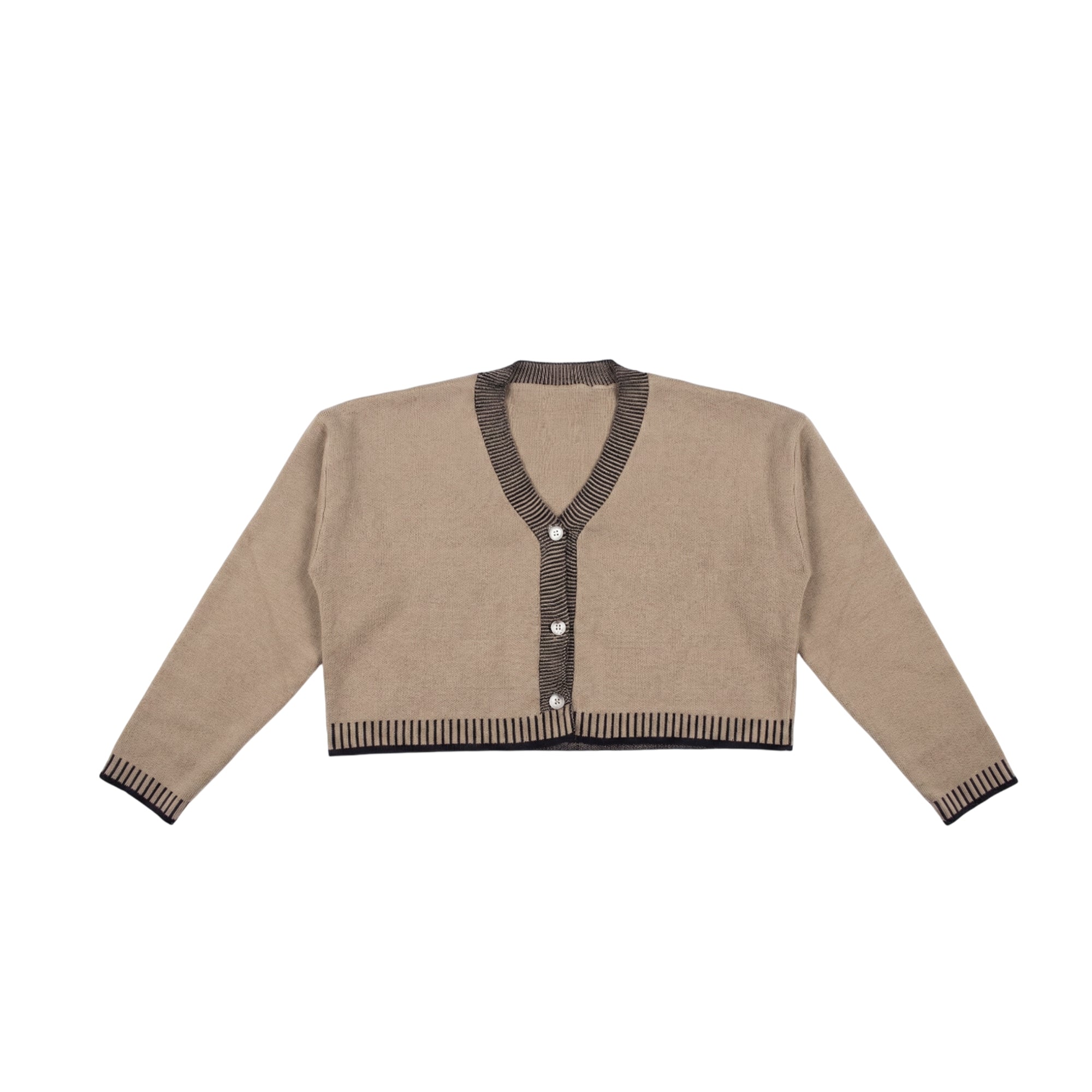 Women’s Knit Two-Piece Set with Contrast Trim – Cardigan & Straight-Leg Pants