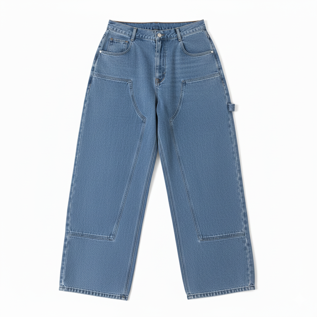 High Waist Loose Wide-Leg Jeans – Retro American Street Style Straight Mopping Pants with Pocket Design