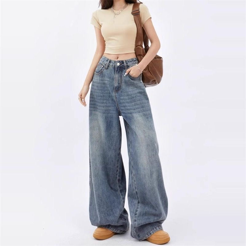 Wide Leg Jeans – Loose Slim Fit, Trendy Street Style, All-Match Casual Denim Pants