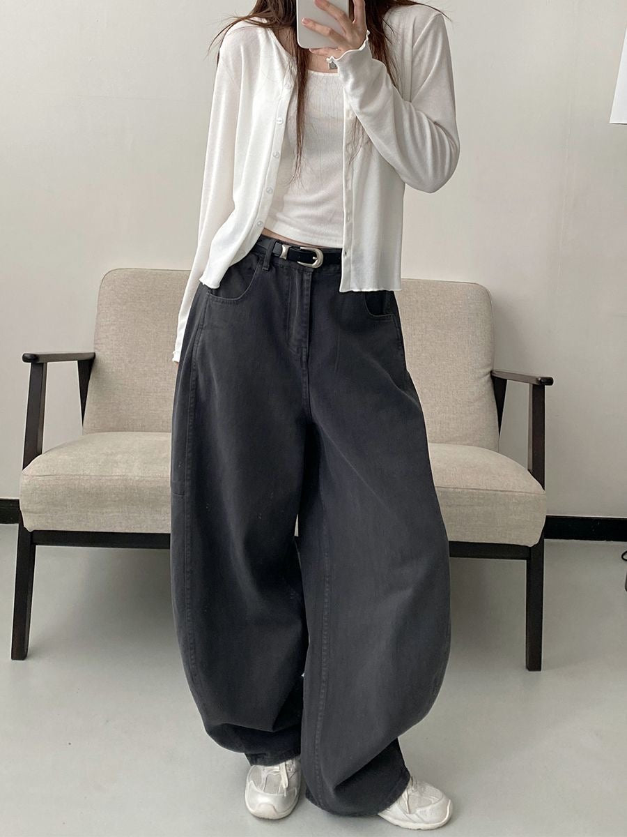 Wide-Leg Jeans – Loose High Waist Slim Straight Fit Casual Denim Trousers