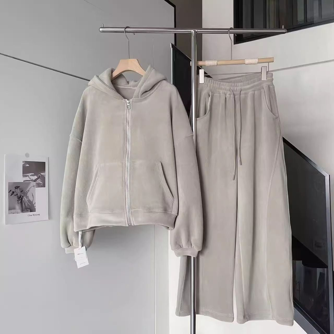 Women’s Oversized Fleece-Lined Hoodie Set – Thick Double-Sided Fleece Hooded Outfit, Relaxed and Casual Fit