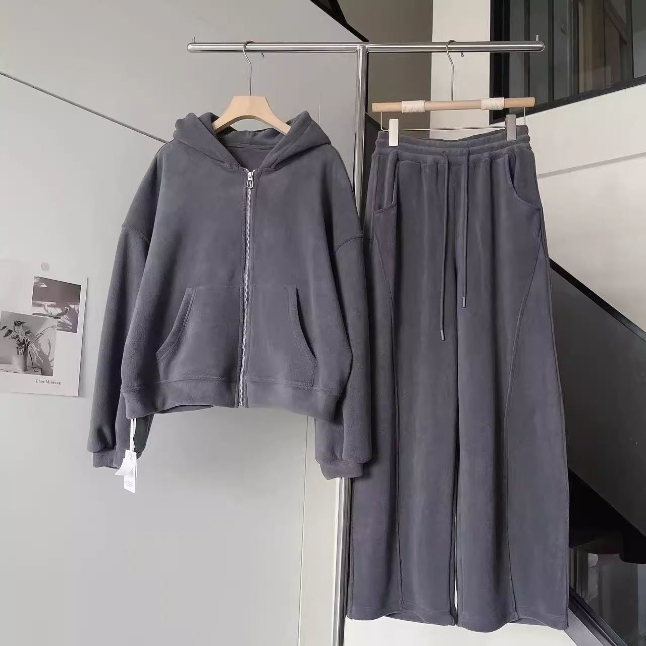 Women’s Oversized Fleece-Lined Hoodie Set – Thick Double-Sided Fleece Hooded Outfit, Relaxed and Casual Fit