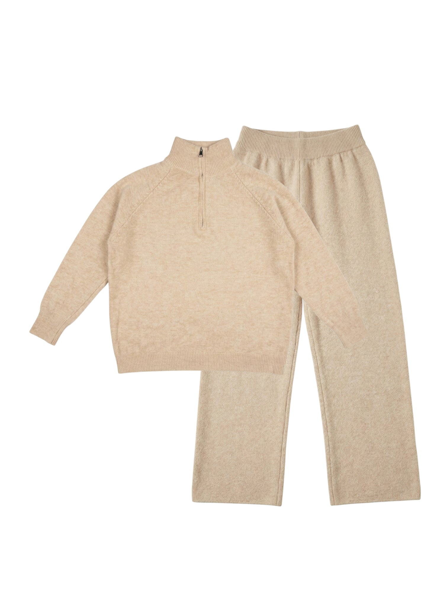 Women’s Knit Two-Piece Set – Half-Zip Sweater & Relaxed Pants