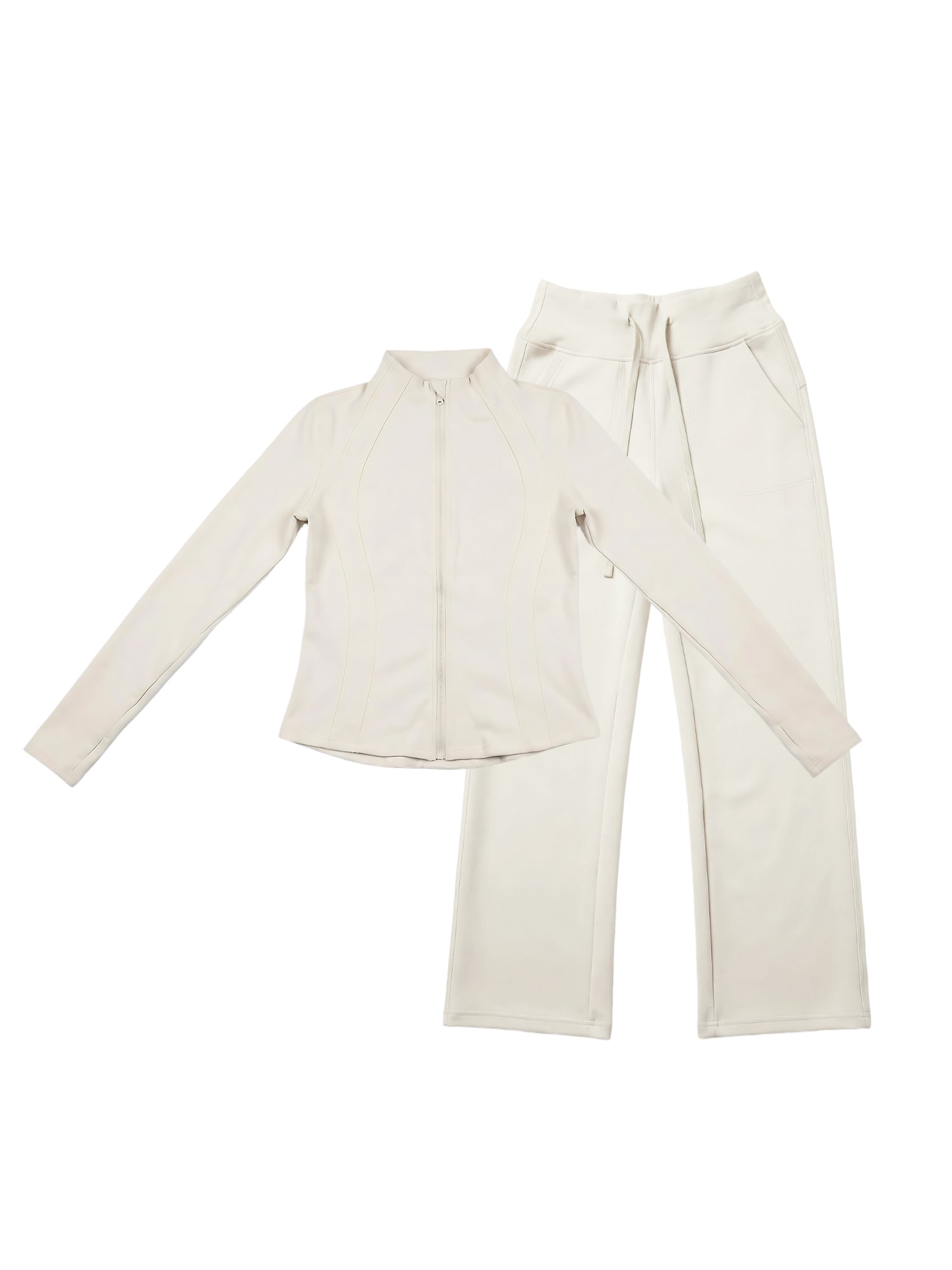 Women’s Loose-Fit Two-Piece Set for Everyday Wear & Sports – Zip Top & Wide-Leg Pants