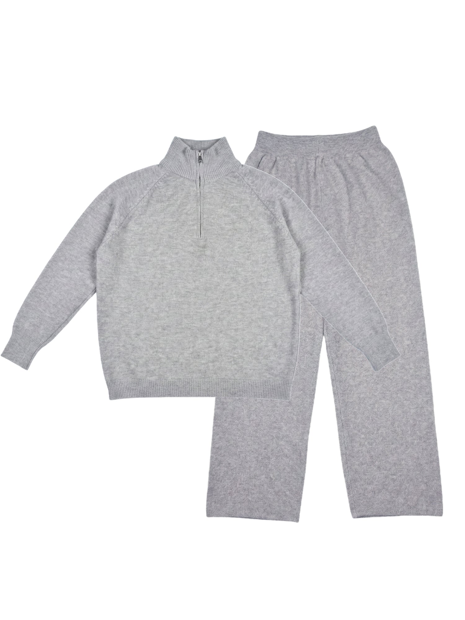 Women’s Knit Two-Piece Set – Half-Zip Sweater & Relaxed Pants