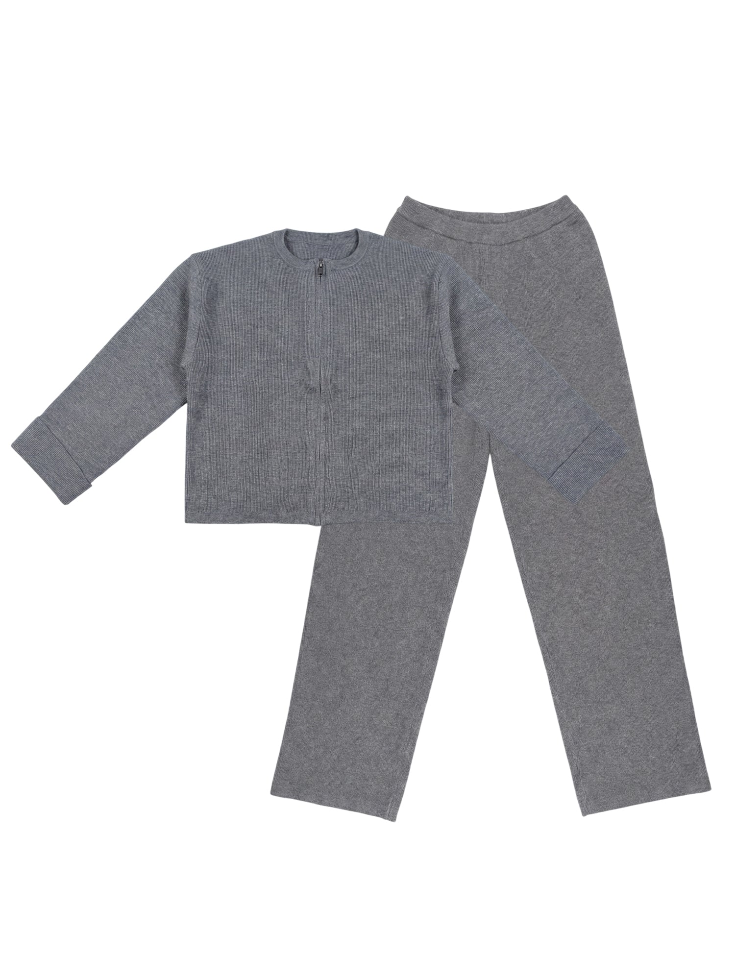 Women’s Knit Two-Piece Set – Zip Jacket & Straight-Leg Pants